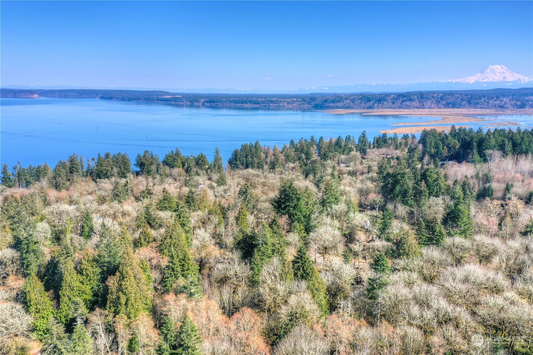 a view of a city with a lake