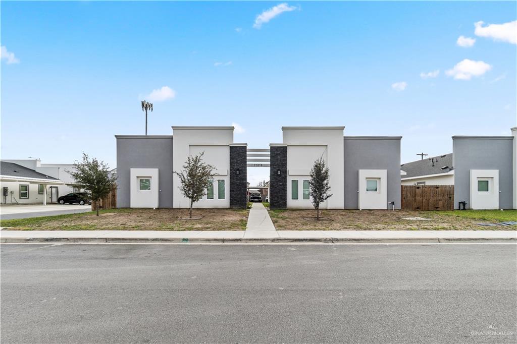 a view of street with houses