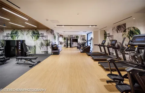 a view of a room with gym equipment
