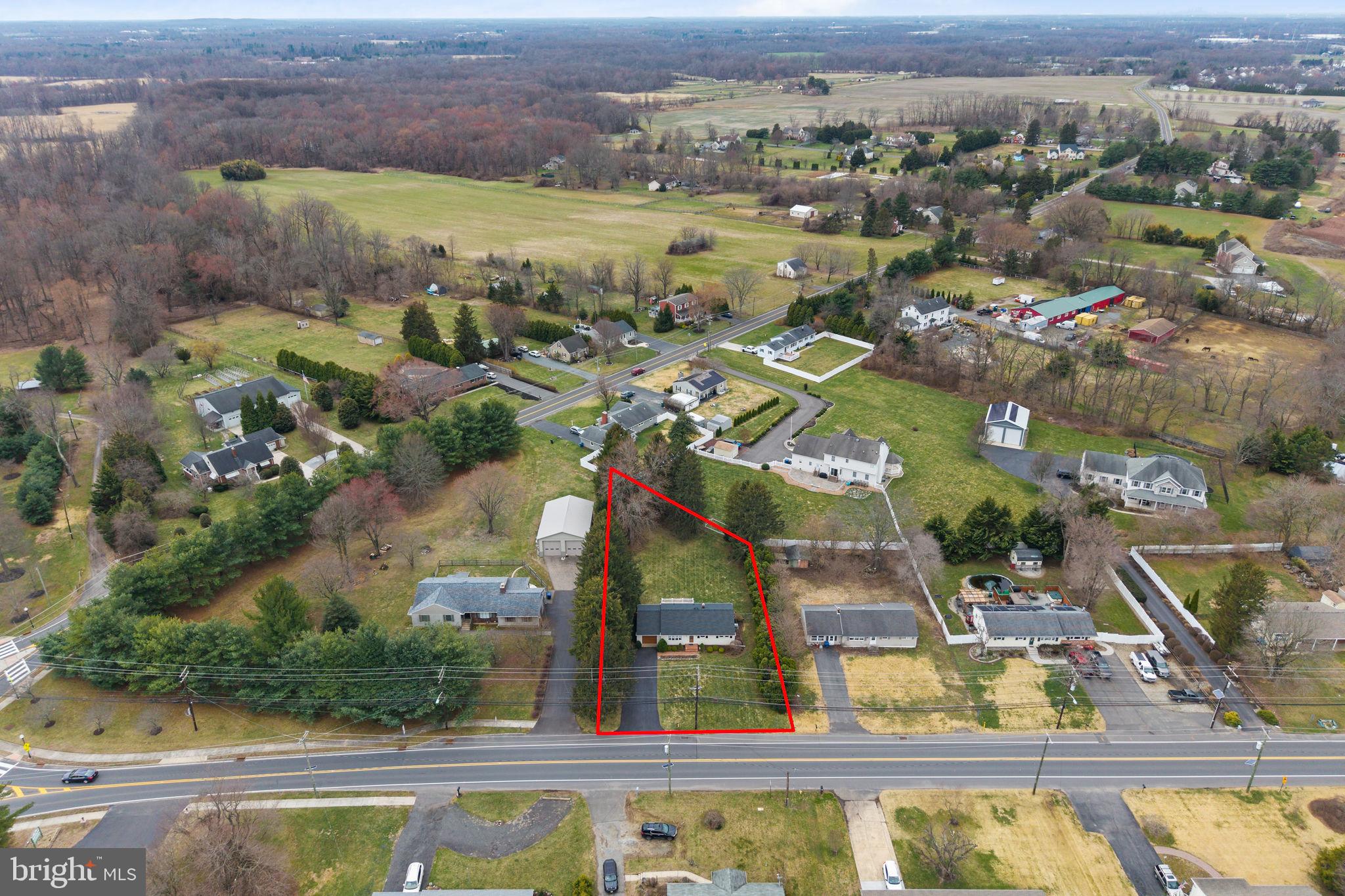 96 Bordentown Chesterfield Road Chesterfield, NJ 08515 - Photo 35 of 42 an aerial view of residential houses with outdoor space