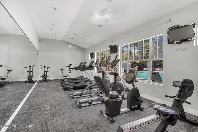 a view of a room with gym equipment