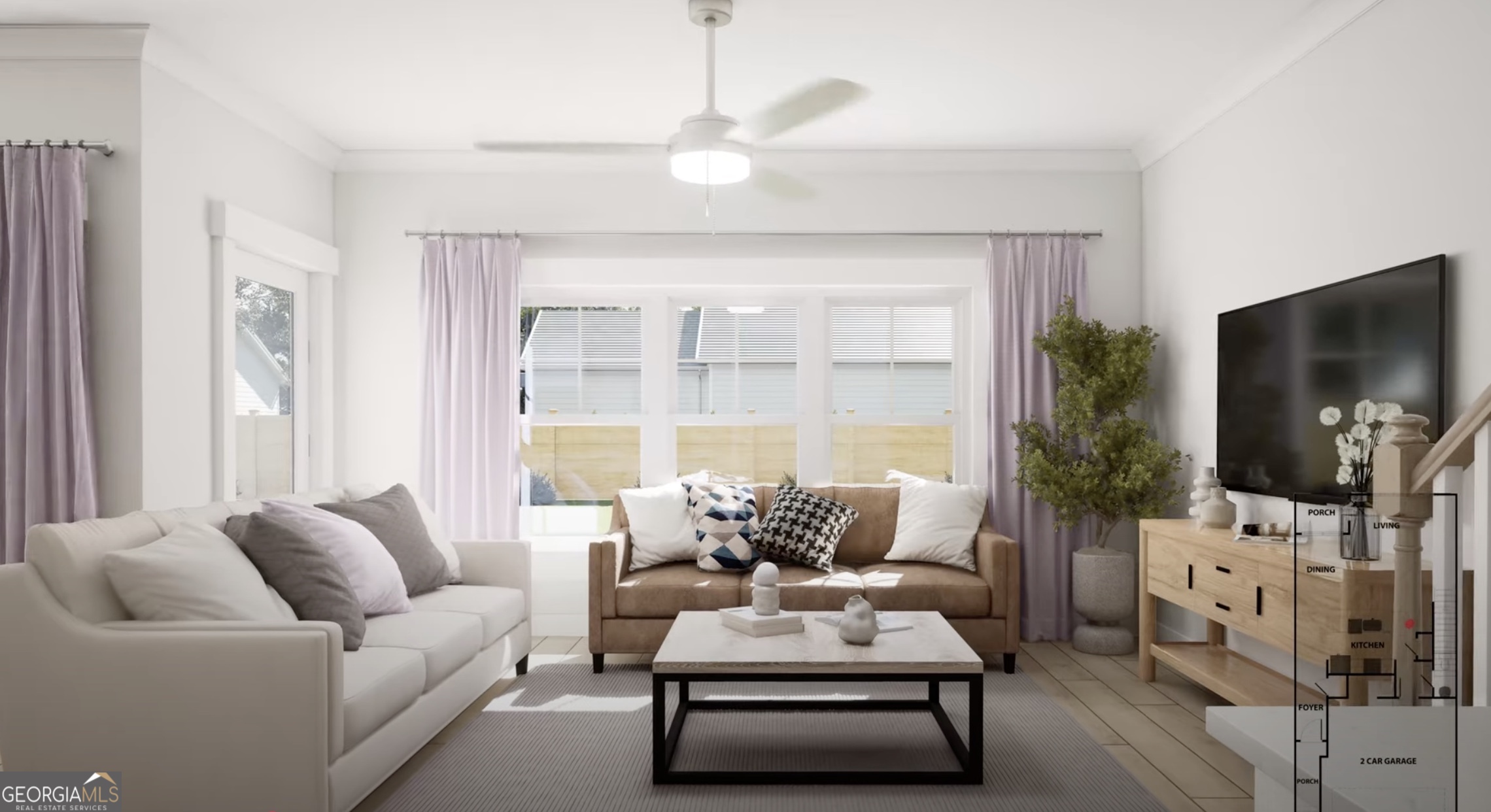 2280 Santa Fe Street, Unit 17 Morrow, GA 30260 - Photo 7 of 19 a living room with furniture a flat screen tv and a large window