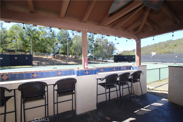 a view of a lake with a mountain in the background