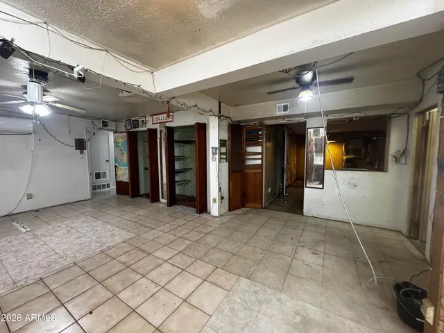 an empty room with windows