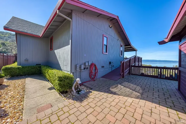 a view of cabinets and window