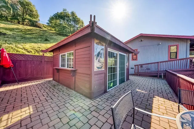 a view of outdoor space with seating area