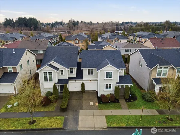 an aerial view of multiple houses