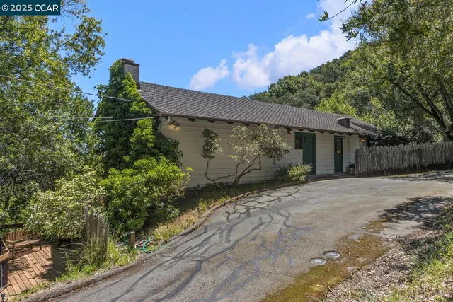 a backyard of a house with lots of green space
