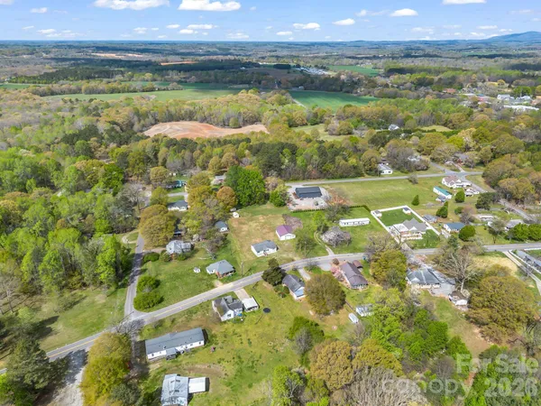 an aerial view of a swimming pool