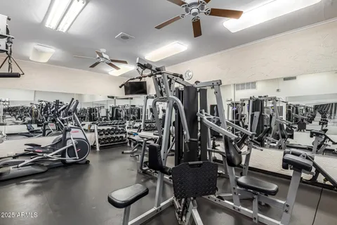 a view of a room with gym equipment