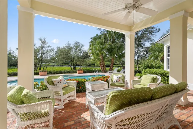 a outdoor view with a sitting space