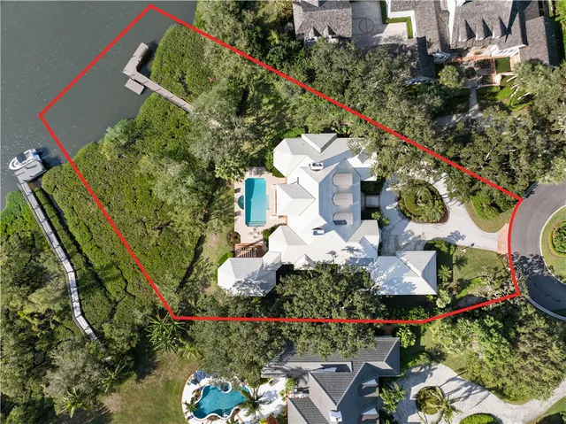 an aerial view of a house