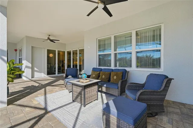 a outdoor living space with furniture