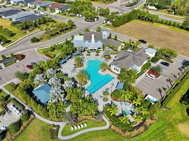 an aerial view of a house