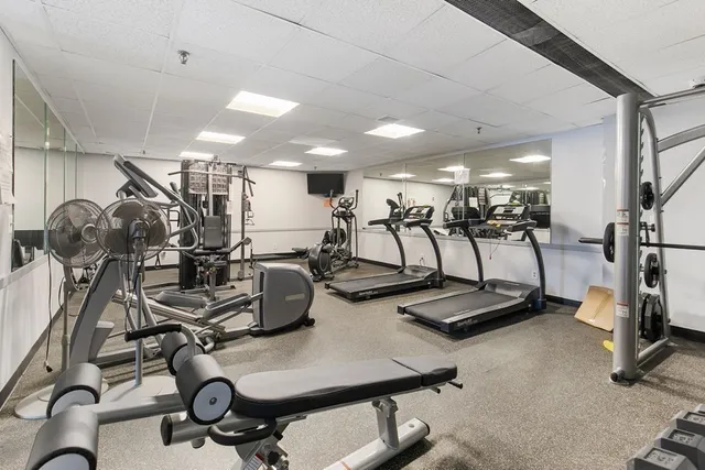 a view of a room with gym equipment