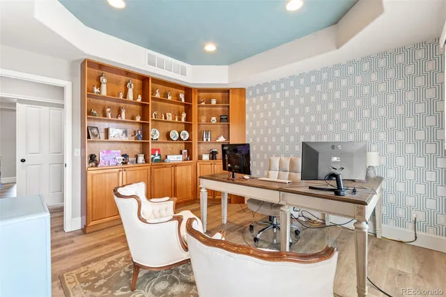 a table and chairs in a room