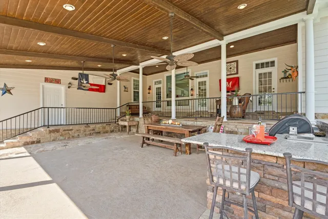 a outdoor space with lots of furniture