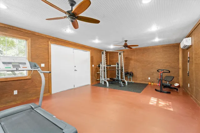 a view of a room with gym equipment