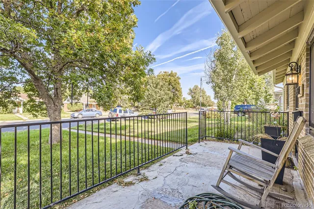 a view of a balcony with lake view