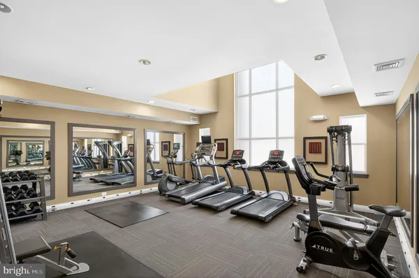a view of a room with gym equipment