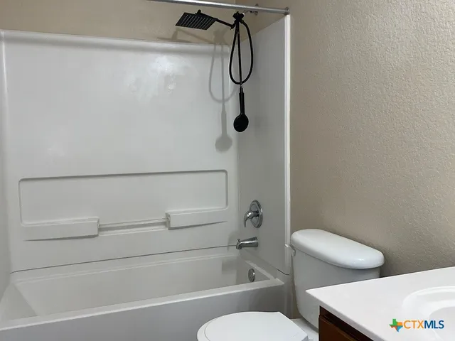 a bathroom with a bathtub