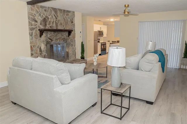 a living room with furniture and a couch