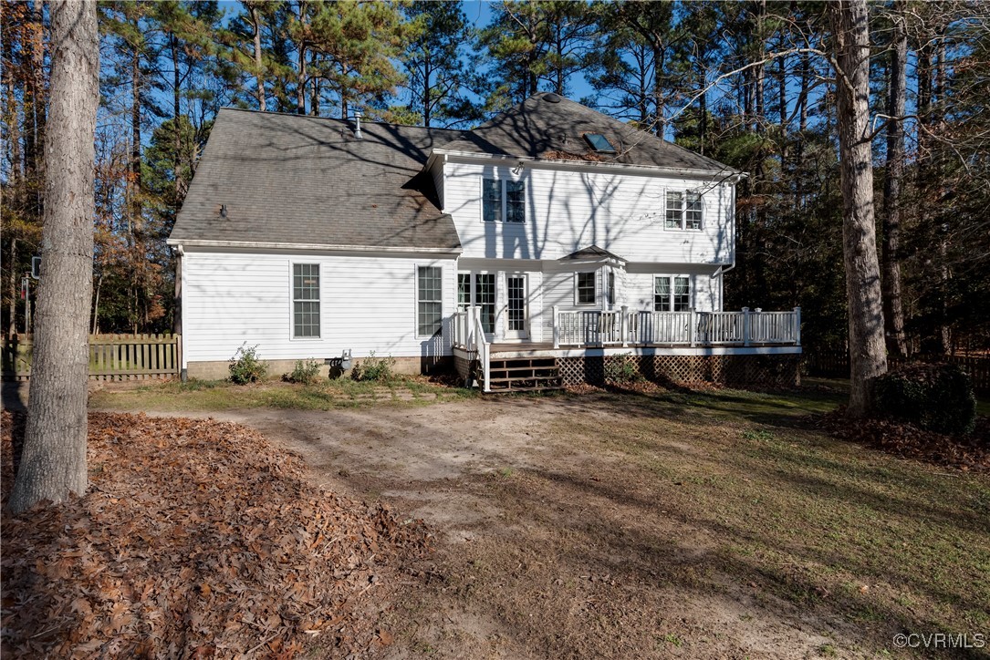 14055 Princess Mary Road Chesterfield, VA 23838 - Photo 39 of 41 Rear view of house with a lawn and a wooden deck