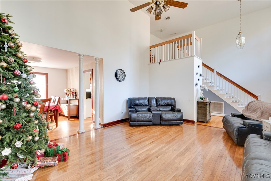 14055 Princess Mary Road Chesterfield, VA 23838 - Photo 6 of 41 Living room featuring ceiling fan, wood-type floor