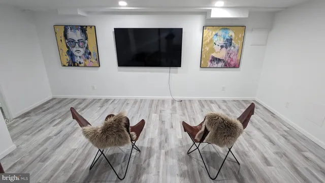 a view of a livingroom with furniture and wooden floor