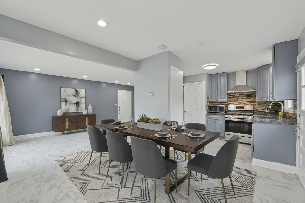 5829 Madison Street Morton Grove, IL 60053 - Photo 4 of 28 a view of a dining room with furniture and wooden floor