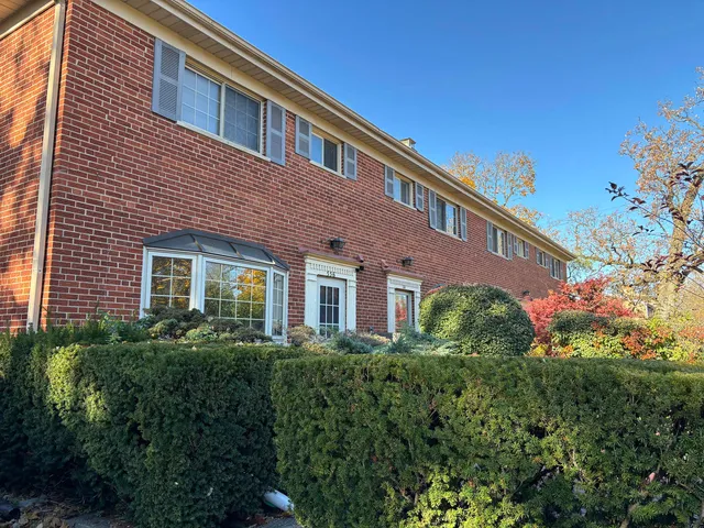 a front view of a house with plants and trees