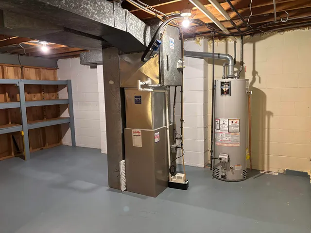 a view of a storage room with an empty shelves