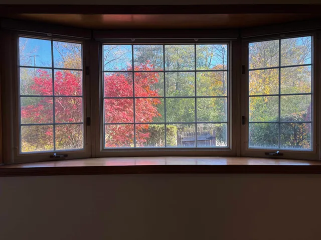 a view of a large window with an outdoor space