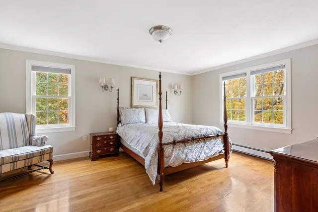 a spacious bedroom with a bed and a window