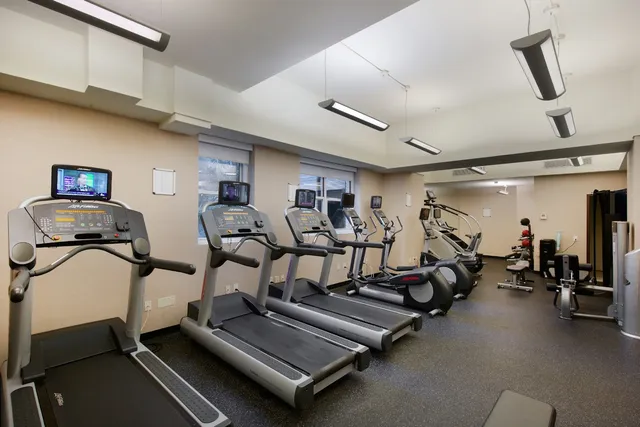 a room with gym equipment
