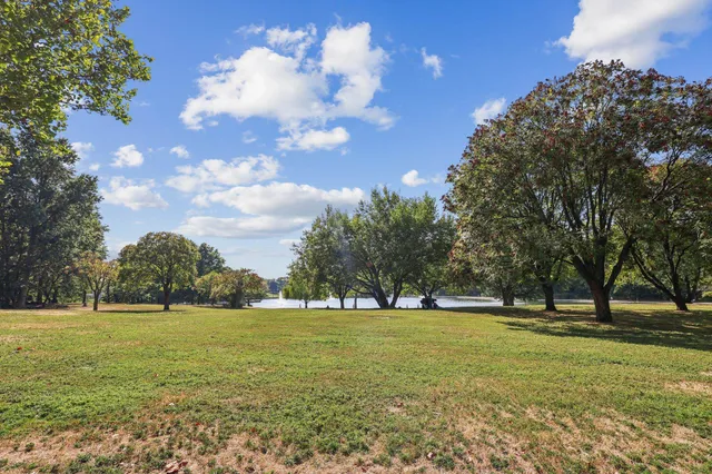 a view of outdoor space with green field and trees