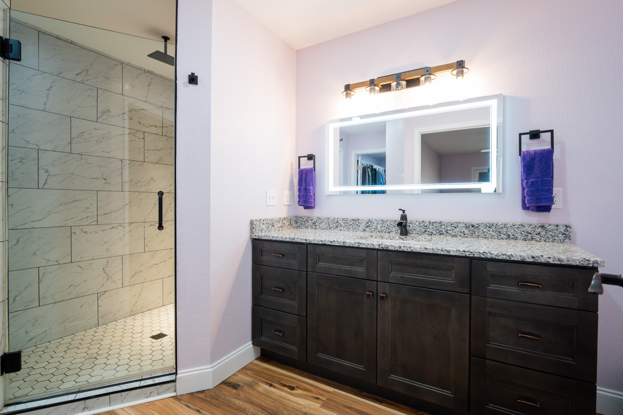 1561 Bicknell Road Clarkrange, TN 38553 - Photo 24 of 44 a bathroom with a granite countertop sink and a mirror