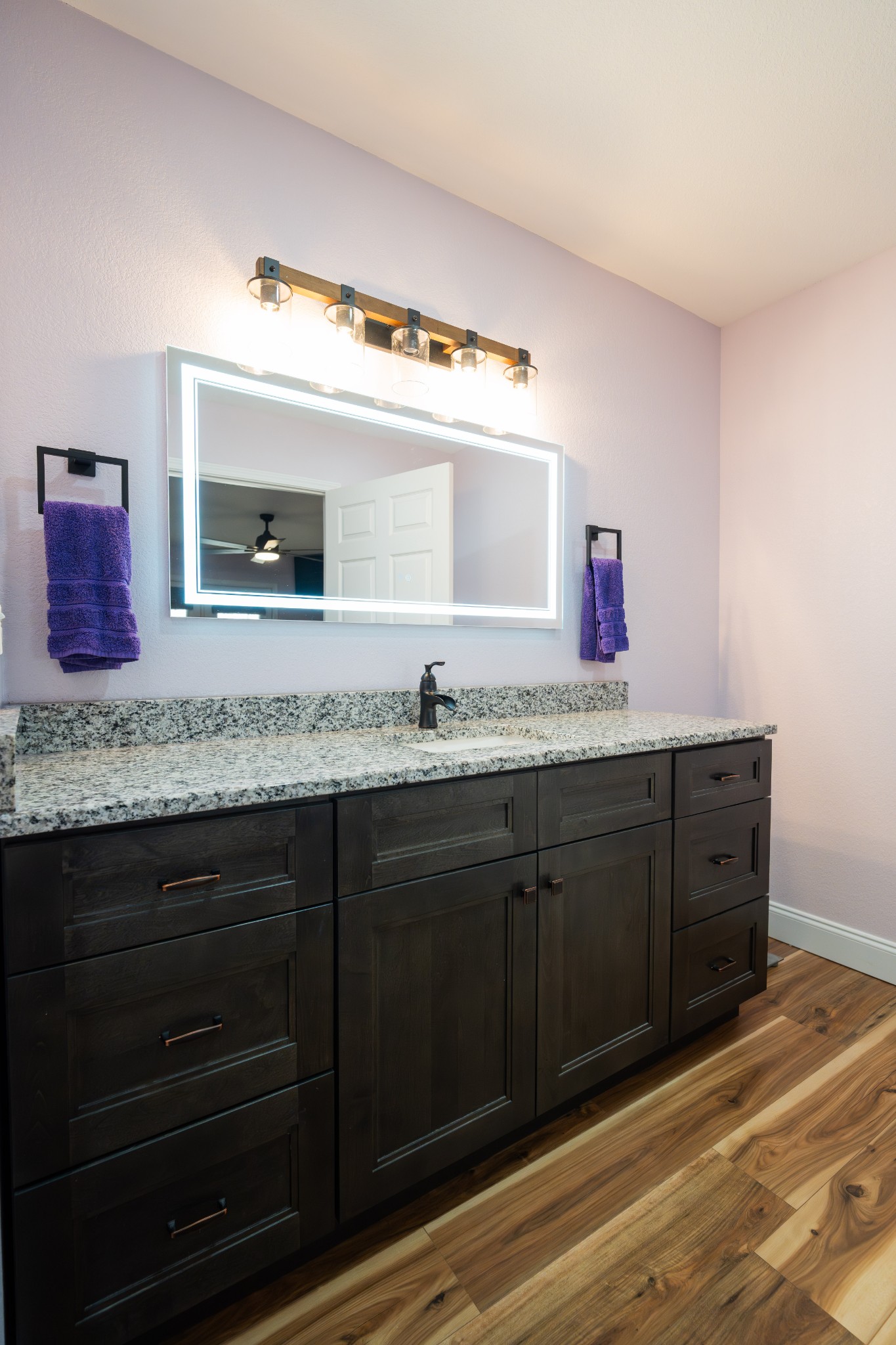 1561 Bicknell Road Clarkrange, TN 38553 - Photo 25 of 44 a bathroom with a granite countertop sink and a mirror