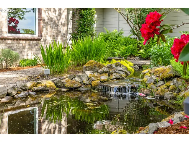 a view of a flower in a garden