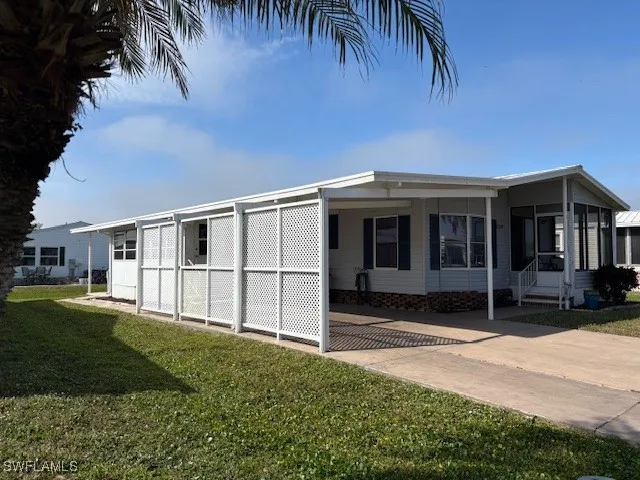 a house view with a garden space