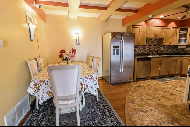 a dining room with furniture