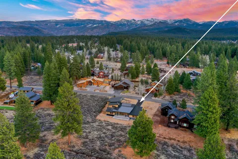 a view of a city with lush green forest