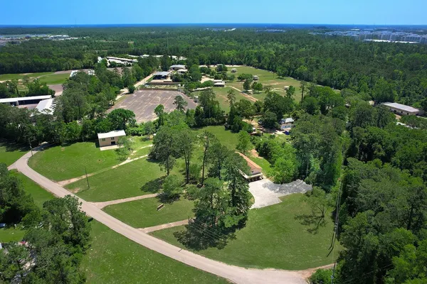 an aerial view of a house