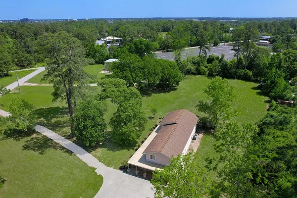 an aerial view of a house