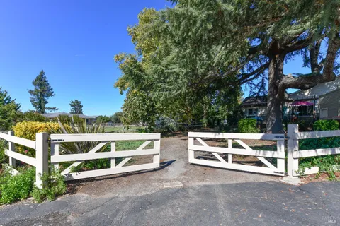 a view of a patio with table and chairs with wooden fence and plants