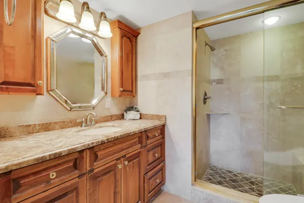 a bathroom with a shower