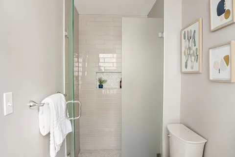 a bathroom with a shower