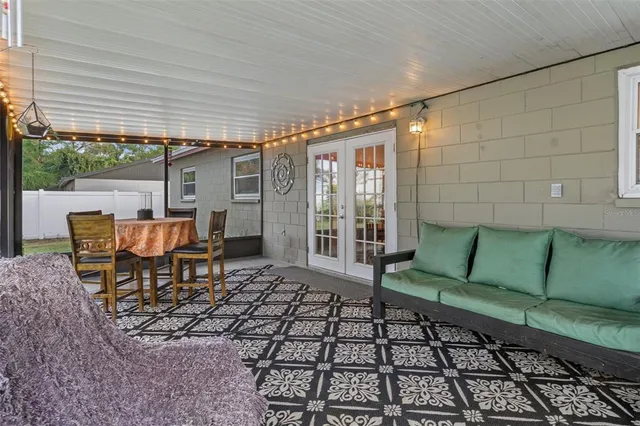 a outdoor space with a couch