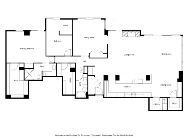 a lobby with furniture and potted plant