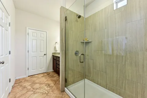 a bathroom with a shower